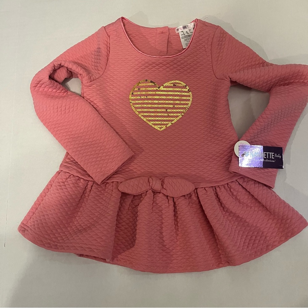 Nannette Baby two piece set including dress top and leggings size 6, NWT.